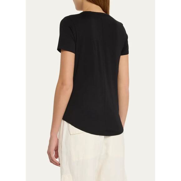VERONICA BEARD Cindy V-Neck Short-Sleeve Pima Cotton Tee Black Size XS - Picture 2 of 9